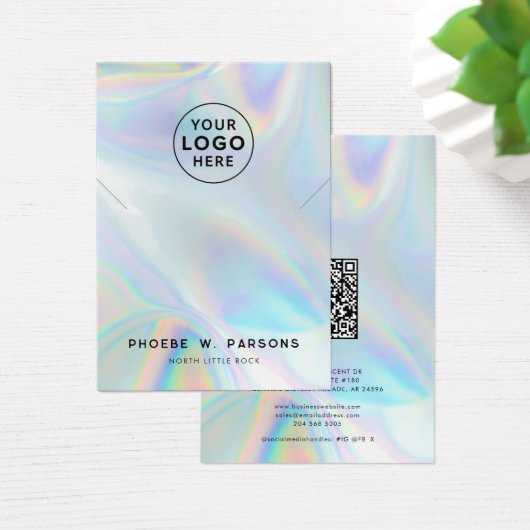 Modern Iridescent QR Code Necklace Jewellery (デスク)