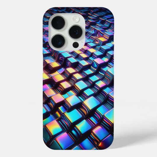 Modern Iridescent Wavy Grid Phone Case Futuristic Case-Mate iPhoneケース (裏面)