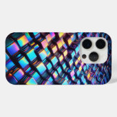 Modern Iridescent Wavy Grid Phone Case Futuristic Case-Mate iPhoneケース (裏面 (横))