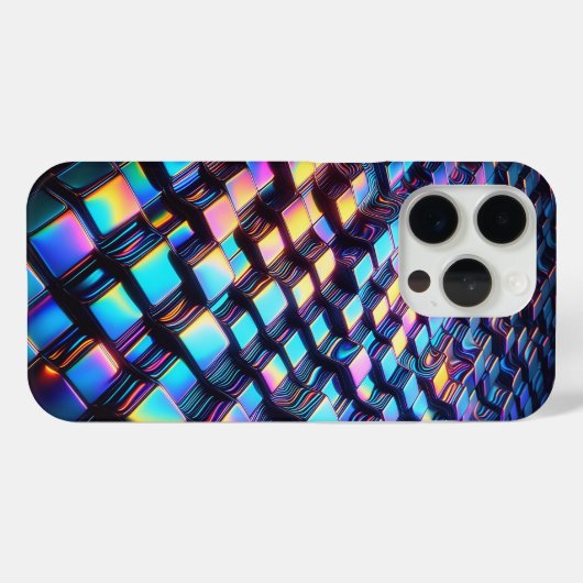 Modern Iridescent Wavy Grid Phone Case Futuristic Case-Mate iPhoneケース (裏面 (横))