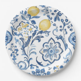 Modern Italian Blue La Dolce vita Paper ペーパープレート