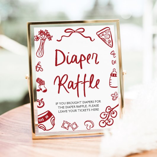 Modern Italian Ciao Baby Baby Shower Diaper Raffle ポスター