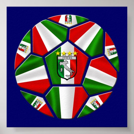 Modern Italian Soccer ball panels artwork sports ポスター (正面)