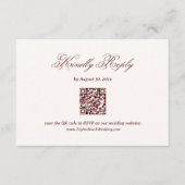 Modern Ivory and Burgundy Wedding RSVP Qr Code エンクロージャーカード (正面)
