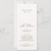 Modern Ivory and Green Wedding Menu Card 招待状 (正面)