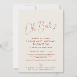 Modern ivory Baby Shower Elegant Script 招待状