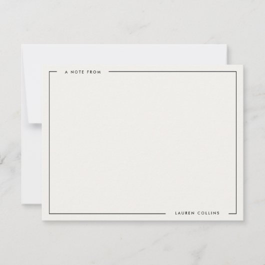 Modern Ivory Black Border Stationery Note Card 招待状 (正面)
