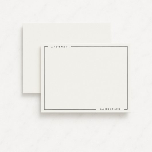 Modern Ivory Black Border Stationery Note Card 招待状
