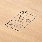 Modern Ivory & Black Hand-Drawn Wedding  アクリル招待状 (レイダウン)