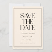 Modern Ivory Bold Typography Wedding Photo セーブザデート (正面)