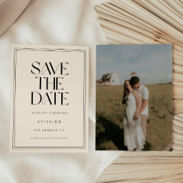 Modern Ivory Bold Typography Wedding Photo セーブザデート