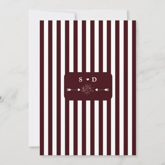 Modern Ivory Deep Burgundy Monogram Wedding 招待状 (裏面)