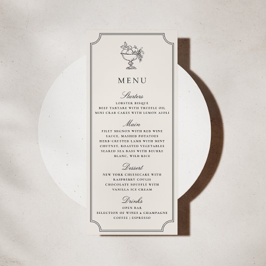 Modern Ivory Double Frame Elegant Wedding Menu 招待状