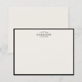 Modern Ivory Elegant Black Border Note Card 招待状 (正面/裏面)