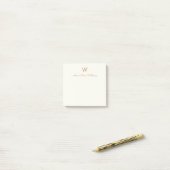 Modern Ivory Gold Script Monogram ポストイット (デスク上)
