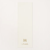 Modern Ivory Gold Script Monogram ヨガマット (正面)