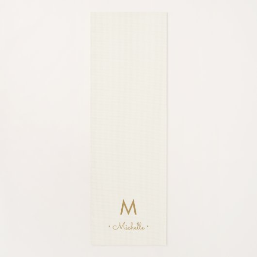 Modern Ivory Gold Script Monogram ヨガマット (正面)