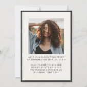 Modern Ivory Graduation Cap Photo Announcement 招待状 (裏面)