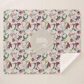 Modern Ivory Hummingbird Flowers Leaves シェルパブランケット (正面(横))