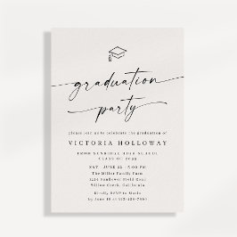Modern Ivory Non Photo Graduation Party Invitation 招待状