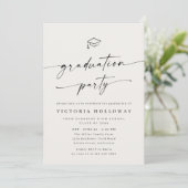 Modern Ivory Non Photo Graduation Party Invitation 招待状 (スタンド正面)