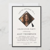 Modern Ivory Photo Frame Graduation Party 招待状 (正面)