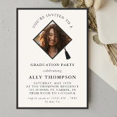 Modern Ivory Photo Frame Graduation Party 招待状