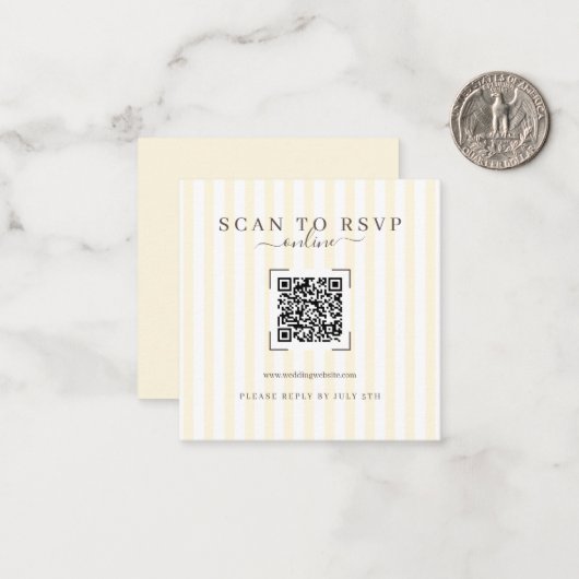 Modern Ivory QR Code Wedding Online RSVP ノートカード (正面/裏面インサイチュ)