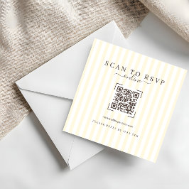 Modern Ivory QR Code Wedding Online RSVP ノートカード