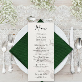 Modern Ivory Rose Wedding Flat Menu メニュー