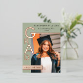 Modern Jade Graduation Party Invitation Rose Gold  箔招待状ポストカード (立ち正面)