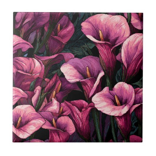 Modern Japanese Calle Lilies  Tiles   タイル (正面)