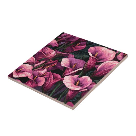 Modern Japanese Calle Lilies  Tiles   タイル (側面)
