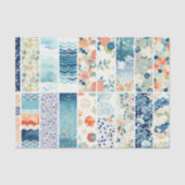 Modern Japanese Indigo Pattern Collage Sampler 薄葉紙 (正面)