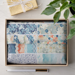 Modern Japanese Indigo Pattern Collage Sampler 薄葉紙