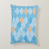 Modern Japanese Seigaiha Waves & Rising Sun アクセントクッション (裏面(縦))