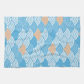 Modern Japanese Seigaiha Waves & Rising Sun キッチンタオル (横)
