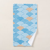 Modern Japanese Seigaiha Waves & Rising Sun  バスタオルセット (ハンドタオル)