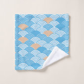 Modern Japanese Seigaiha Waves & Rising Sun  バスタオルセット (ウォッシュタオル)