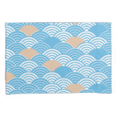 Modern Japanese Seigaiha Waves & Rising Sun 枕カバー (正面右)