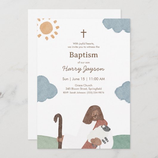 Modern Jesus And Lamb Baptism  招待状 (正面/裏面)