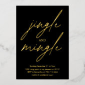 Modern Jingle and Mingle Gold Foil Christmas Party 箔招待状 (正面)