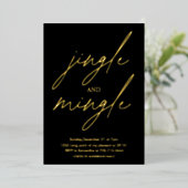 Modern Jingle and Mingle Gold Foil Christmas Party 箔招待状 (立ち正面)