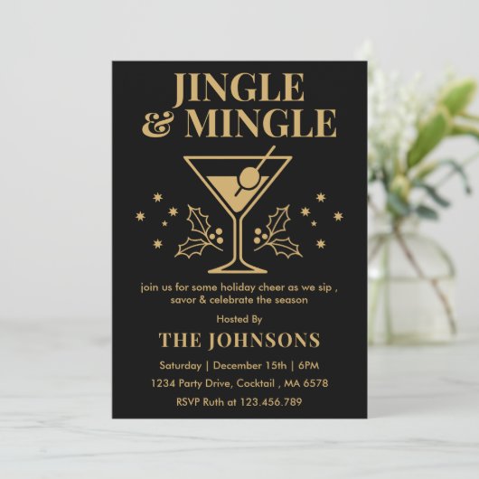 Modern Jingle & Mingle Christmas Cocktail Party 招待状 (スタンド正面)