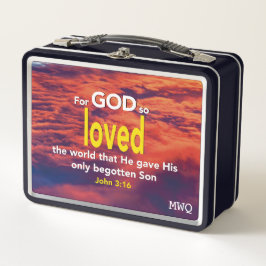 Modern JOHN 3:16 FOR GOD SO LOVED Christian メタルランチボックス