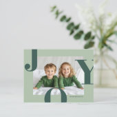 Modern JOY Christmas Photo | Green Family ポストカード (スタンド正面)