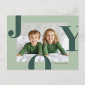 Modern JOY Christmas Photo | Green Family ポストカード (正面)