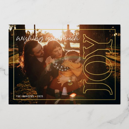 Modern Joy Holiday Photo Card 箔シーズンカード (正面)
