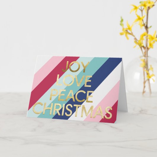 Modern Joy Peace Love Christmas Holiday カード (黄色い花)