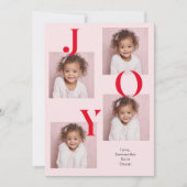 Modern JOY Photo Christmas Card | Red & Pink  シーズンカード (正面)